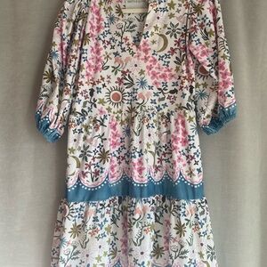 Elegant Floral mid-Sleeve Dress